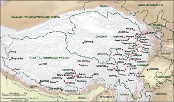 Cities and towns on the Tibetan Plateau