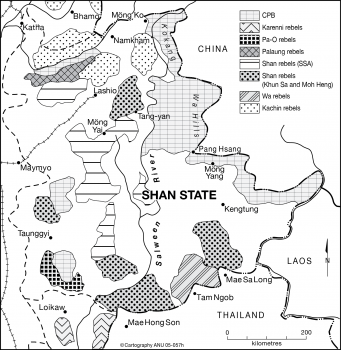 Shan state rebel positions