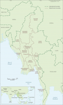 Myanmar with location map